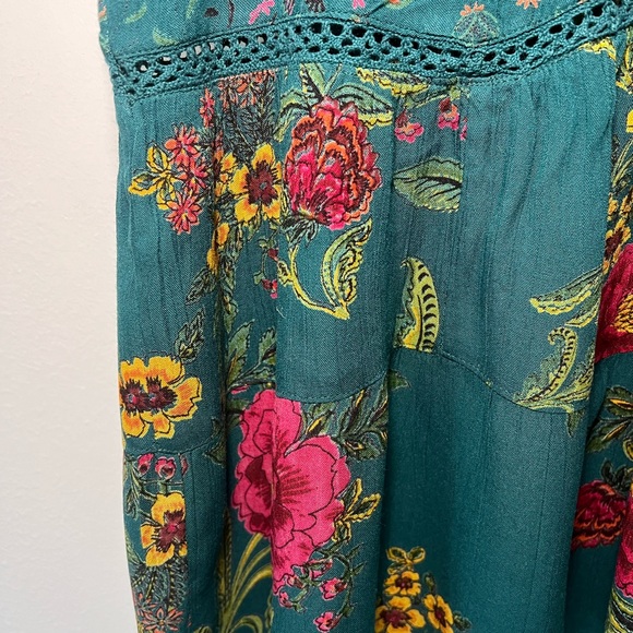 Flowy Turquoise Angie Peasant Tank Top Shirt - Picture 3 of 4